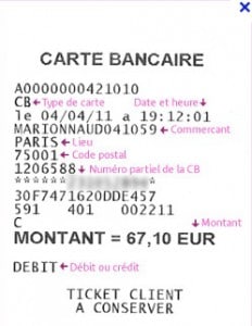 ticket carte bancaire