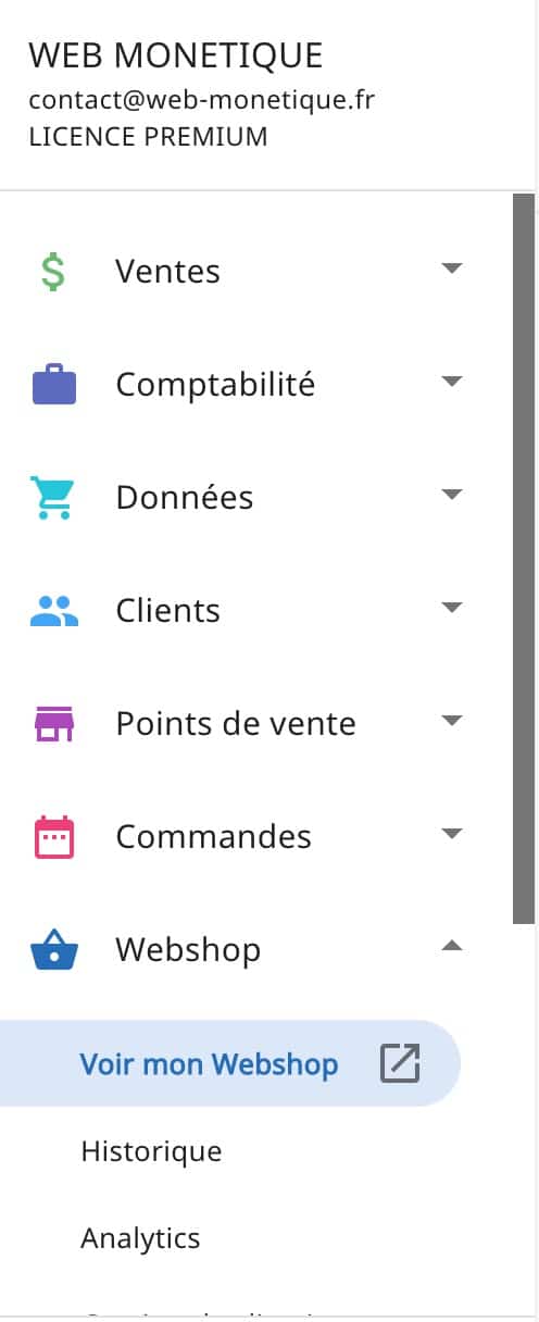 Administration de la boutique en ligne